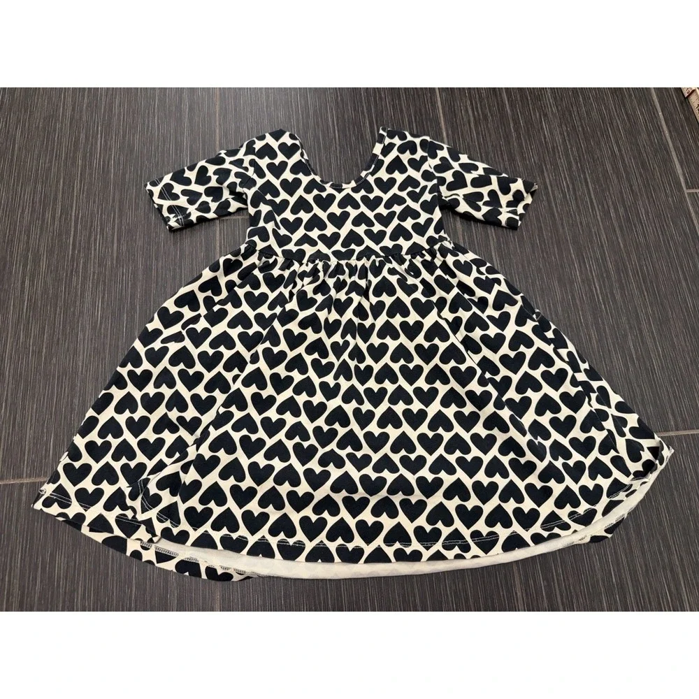 Hanna Andersson Skater Dress Girls Sz 4 Double Pockets Polka Dot Hearts Play